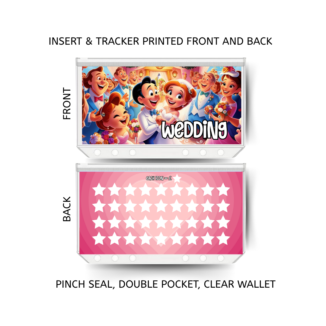 WEDDING savings double insert & tracker plus a clear, twin pocket, pinch seal wallet