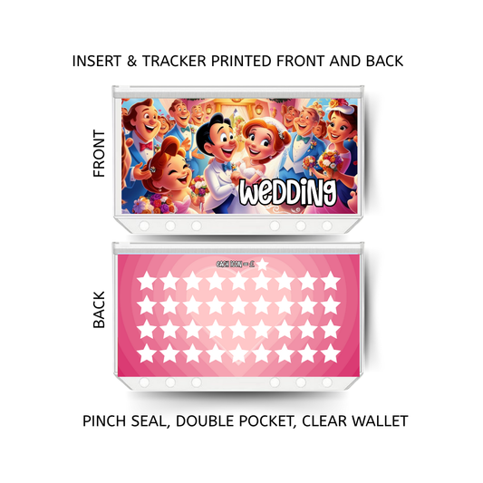 WEDDING savings double insert & tracker plus a clear, twin pocket, pinch seal wallet