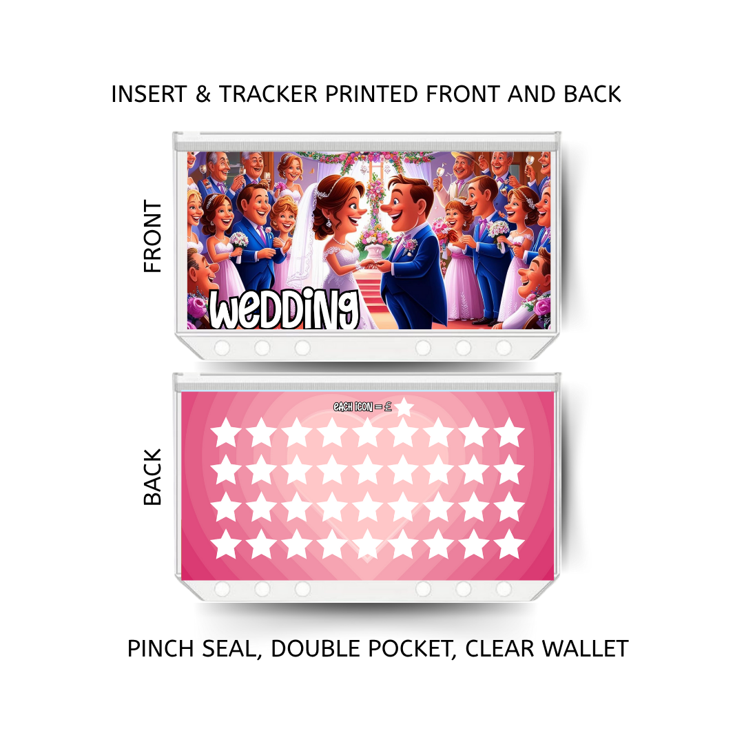 WEDDING savings double insert & tracker plus a clear, twin pocket, pinch seal wallet