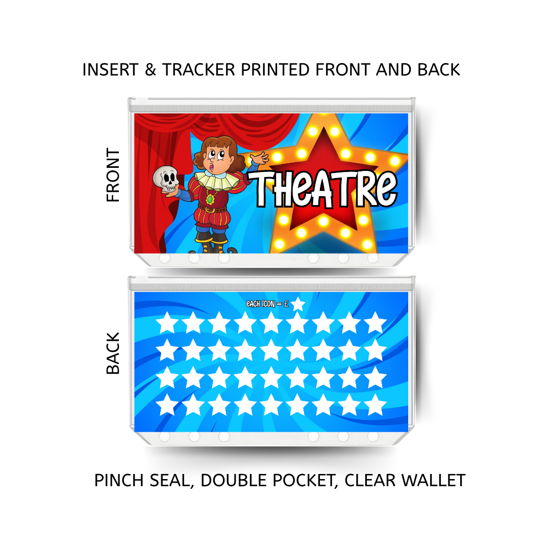THEATRE savings double insert & tracker plus a clear, twin pocket, pinch seal wallet