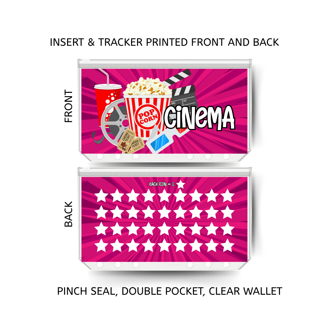 CINEMA savings double insert & tracker plus a clear, twin pocket, pinch seal wallet