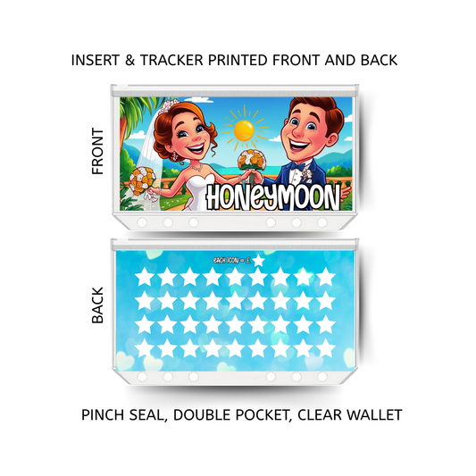 HONEYMOON savings double insert & tracker plus a clear, twin pocket, pinch seal wallet
