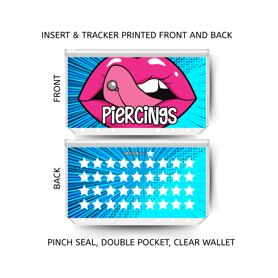 PIERCINGS savings double insert & tracker plus a clear, twin pocket, pinch seal wallet