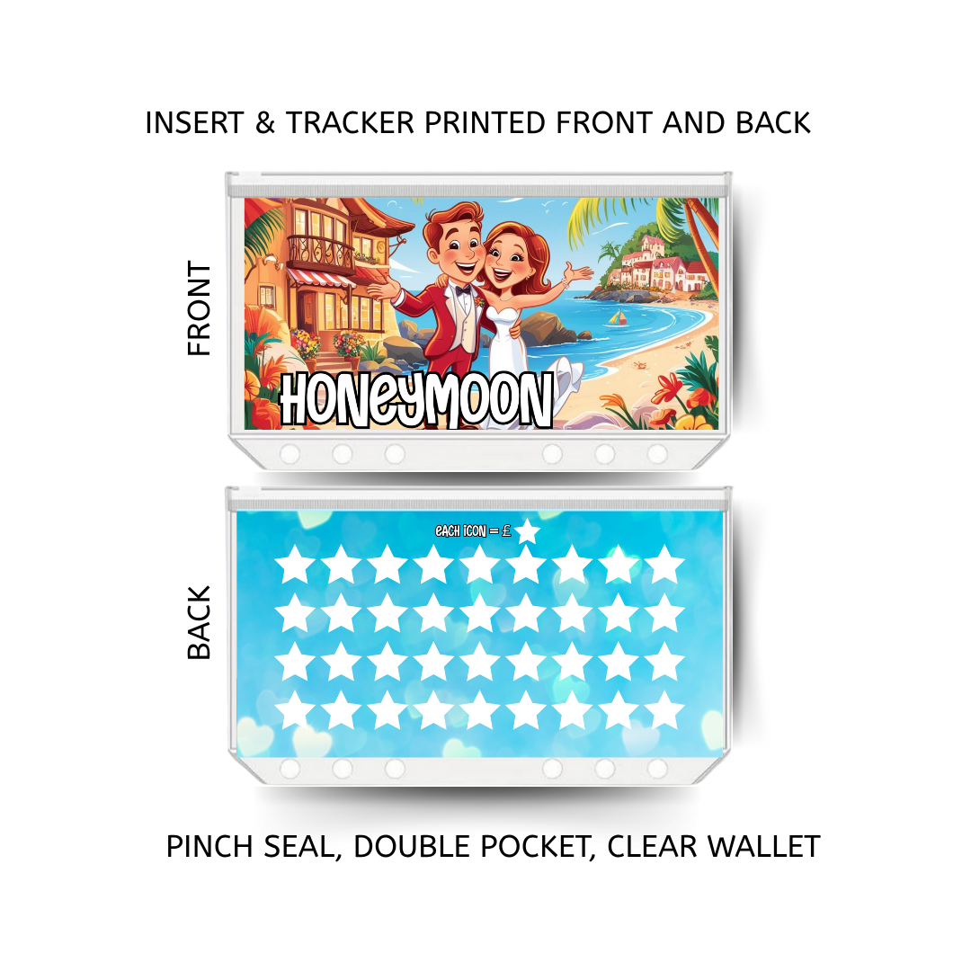 HONEYMOON savings double insert & tracker plus a clear, twin pocket, pinch seal wallet