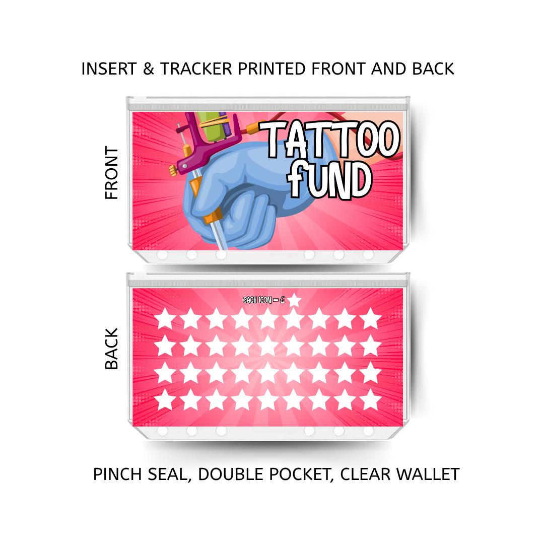 TATTOO FUND savings double insert & tracker plus a clear, twin pocket, pinch seal wallet
