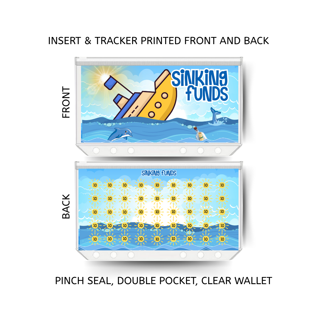 SINKING FUNDS savings double insert & tracker plus a clear, twin pocket, pinch seal wallet