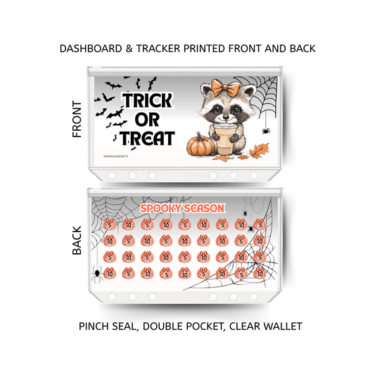 TRICK OR TREAT savings double insert & tracker plus a clear, twin pocket, pinch seal wallet for A6 binder