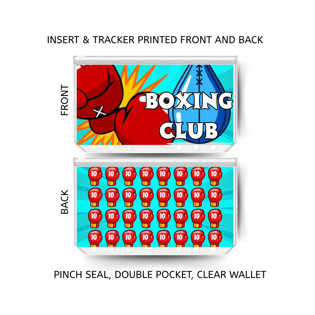 BOXING CLUB savings double insert & tracker plus a clear, twin pocket, pinch seal wallet