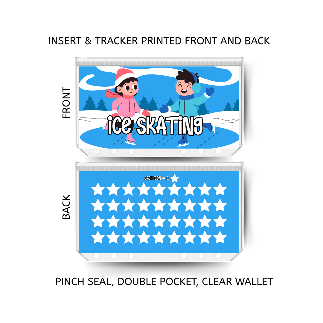 ICE SKATING savings double insert & tracker plus a clear, twin pocket, pinch seal wallet
