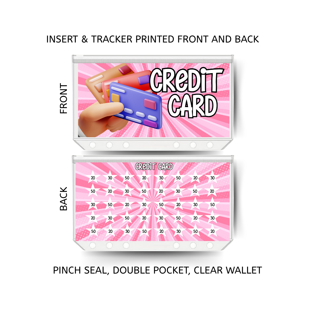 CREDIT CARD savings double insert & tracker plus a clear, twin pocket, pinch seal wallet