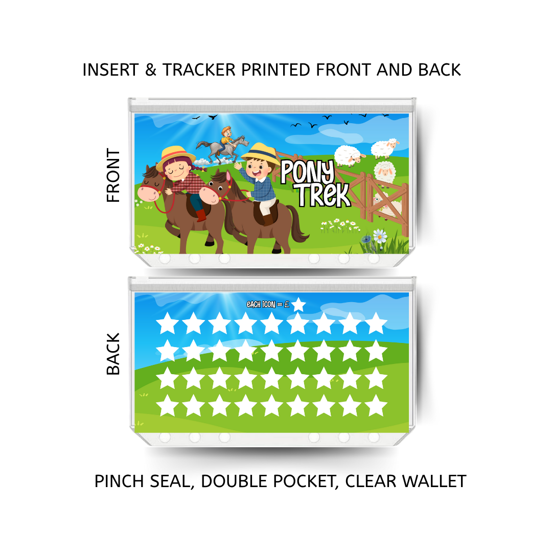 PONY TREK savings double insert & tracker plus a clear, twin pocket, pinch seal wallet