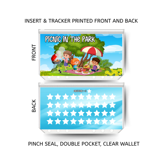 PICNIC IN THE PARK savings double insert & tracker plus a clear, twin pocket, pinch seal wallet