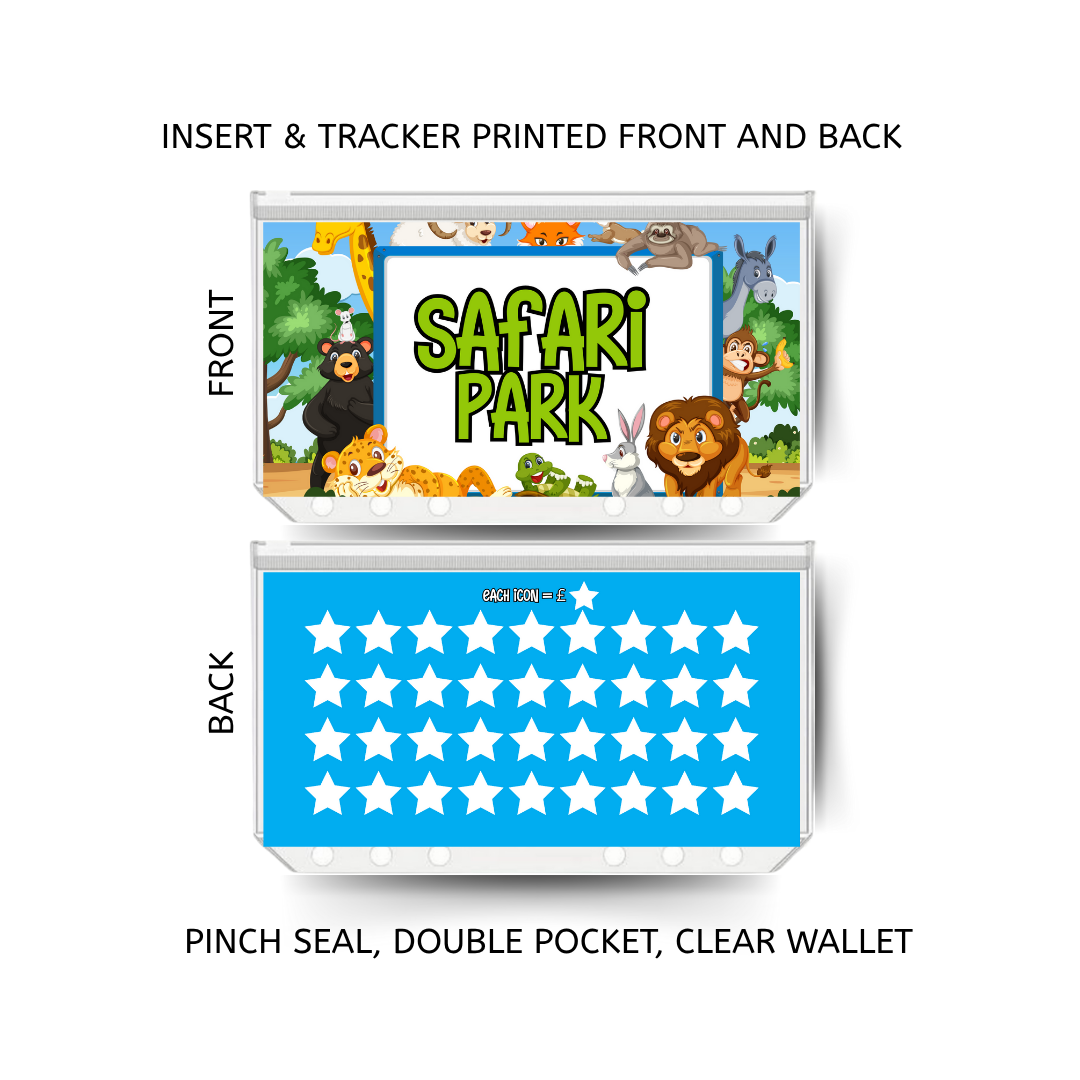 SAFARI PARK savings double insert & tracker plus a clear, twin pocket, pinch seal wallet