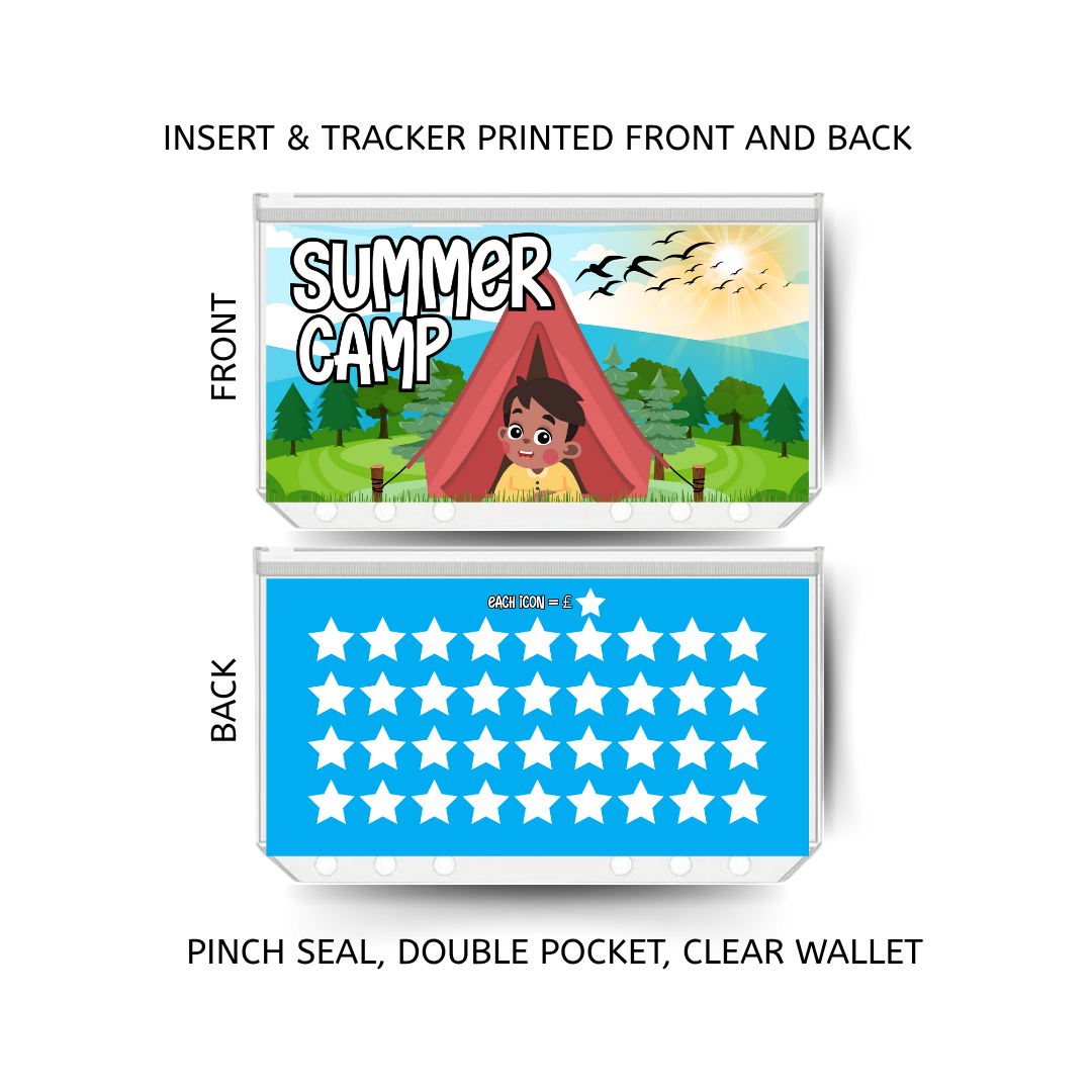 SUMMER CAMP savings double insert & tracker plus a clear, twin pocket, pinch seal wallet