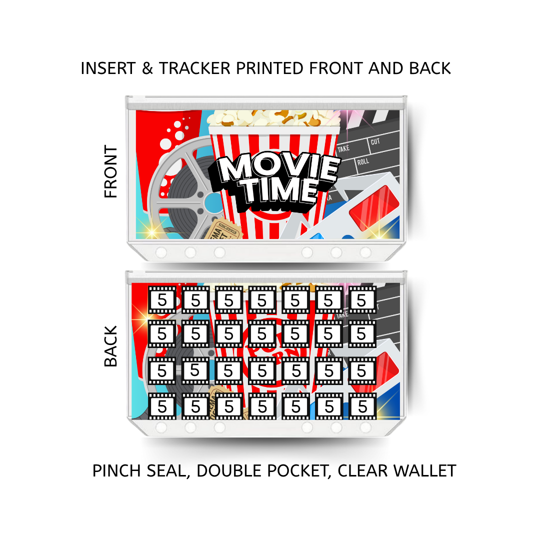 MOVIE TIME savings double insert & tracker plus a clear, twin pocket, pinch seal wallet