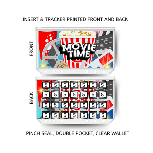 MOVIE TIME savings double insert & tracker plus a clear, twin pocket, pinch seal wallet