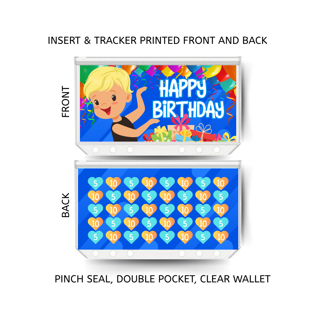 BIRTHDAY savings double insert & tracker plus a clear, twin pocket, pinch seal wallet
