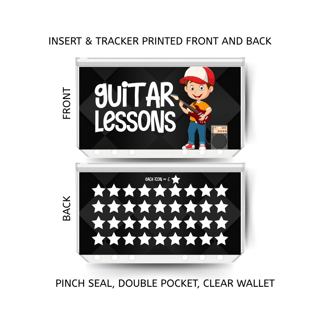 GUITAR LESSONS savings double insert & tracker plus a clear, twin pocket, pinch seal wallet