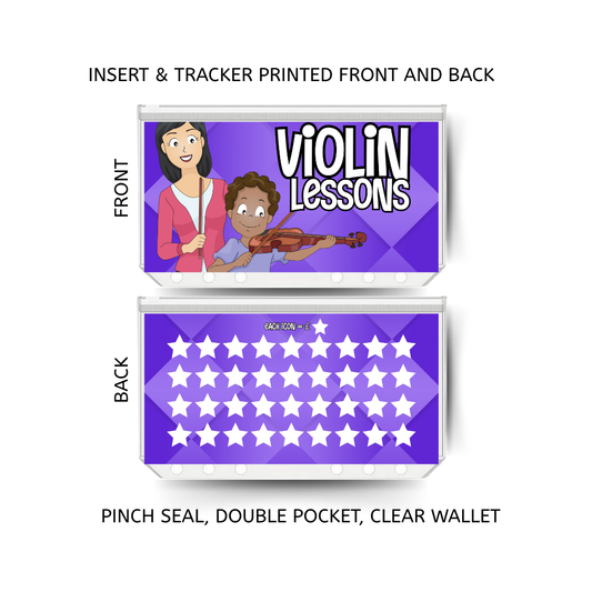 VIOLIN LESSONS savings double insert & tracker plus a clear, twin pocket, pinch seal wallet