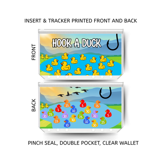 HOOK A DUCK savings double insert & tracker plus a clear, twin pocket, pinch seal wallet