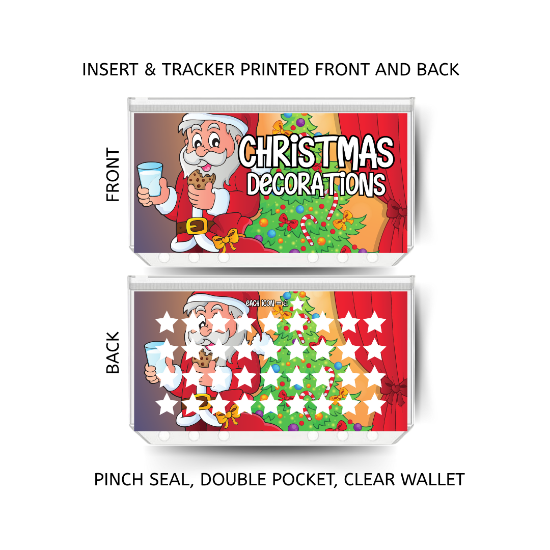 CHRISTMAS DECORATIONS savings double insert & tracker plus a clear, twin pocket, pinch seal wallet
