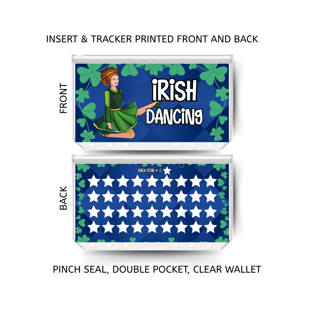 IRISH DANCING savings double insert & tracker plus a clear, twin pocket, pinch seal wallet