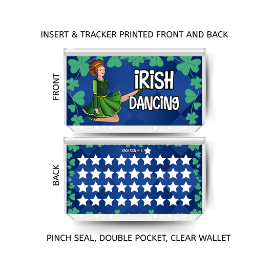 IRISH DANCING savings double insert & tracker plus a clear, twin pocket, pinch seal wallet