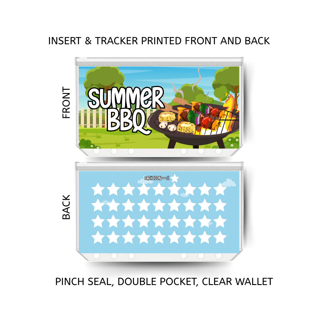 SUMMER BBQ savings double insert & tracker plus a clear, twin pocket, pinch seal wallet