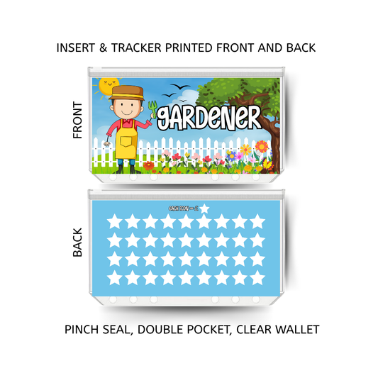 GARDENER savings double insert & tracker plus a clear, twin pocket, pinch seal wallet