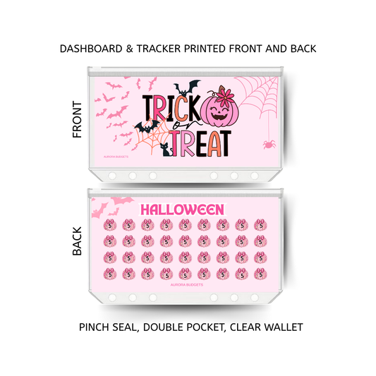 TRICK OR TREAT savings double insert & tracker plus a clear, twin pocket, pinch seal wallet for A6 binder