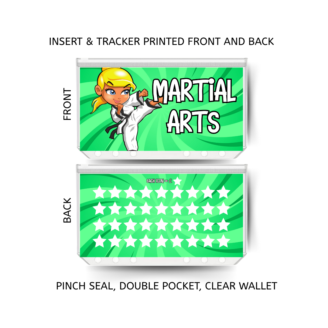 MARTIAL ARTS savings double insert & tracker plus a clear, twin pocket, pinch seal wallet
