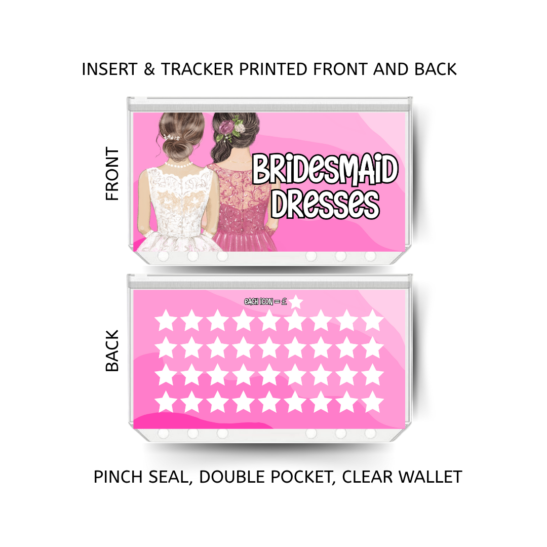 BRIDESMAID DRESSES savings double insert & tracker plus a clear, twin pocket, pinch seal wallet