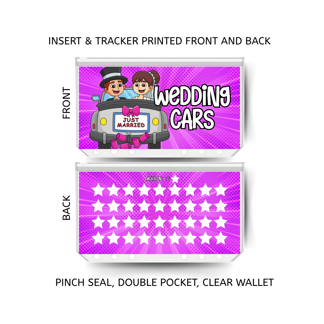 WEDDING CARS savings double insert & tracker plus a clear, twin pocket, pinch seal wallet
