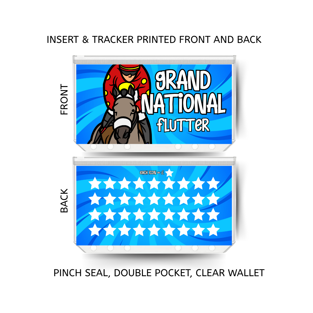 GRAND NATIONAL FLUTTER savings double insert & tracker plus a clear, twin pocket, pinch seal wallet