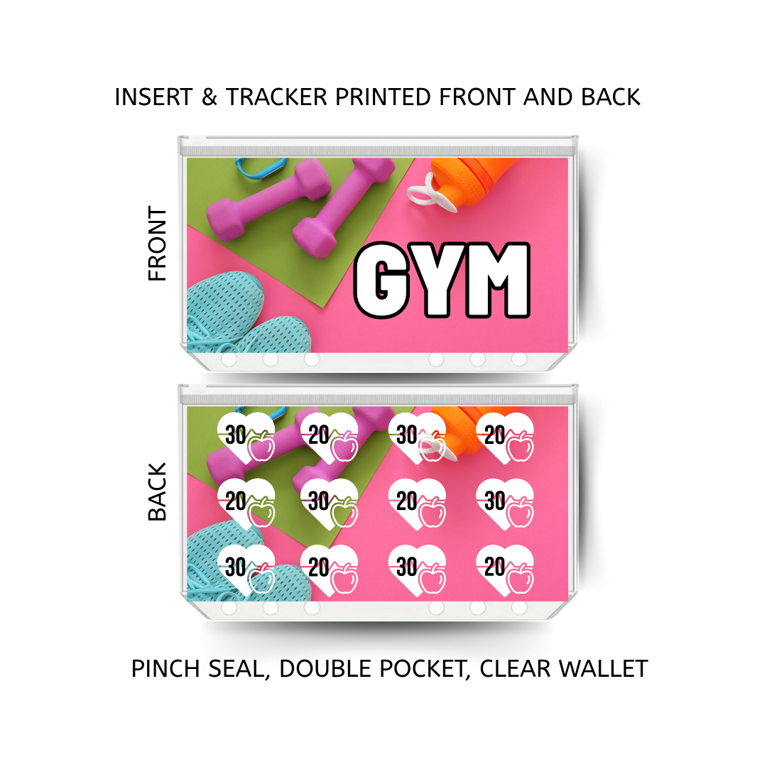 GYM MEMBERSHIP savings double insert & tracker plus a clear, twin pocket, pinch seal wallet