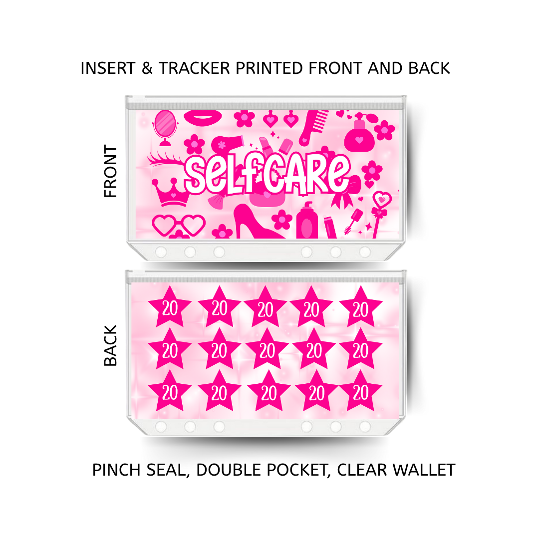 SELFCARE savings double insert & tracker plus a clear, twin pocket, pinch seal wallet