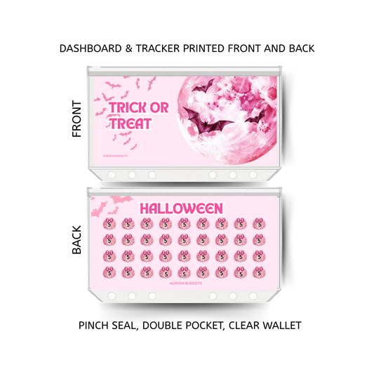 TRICK OR TREAT savings double insert & tracker plus a clear, twin pocket, pinch seal wallet for A6 binder