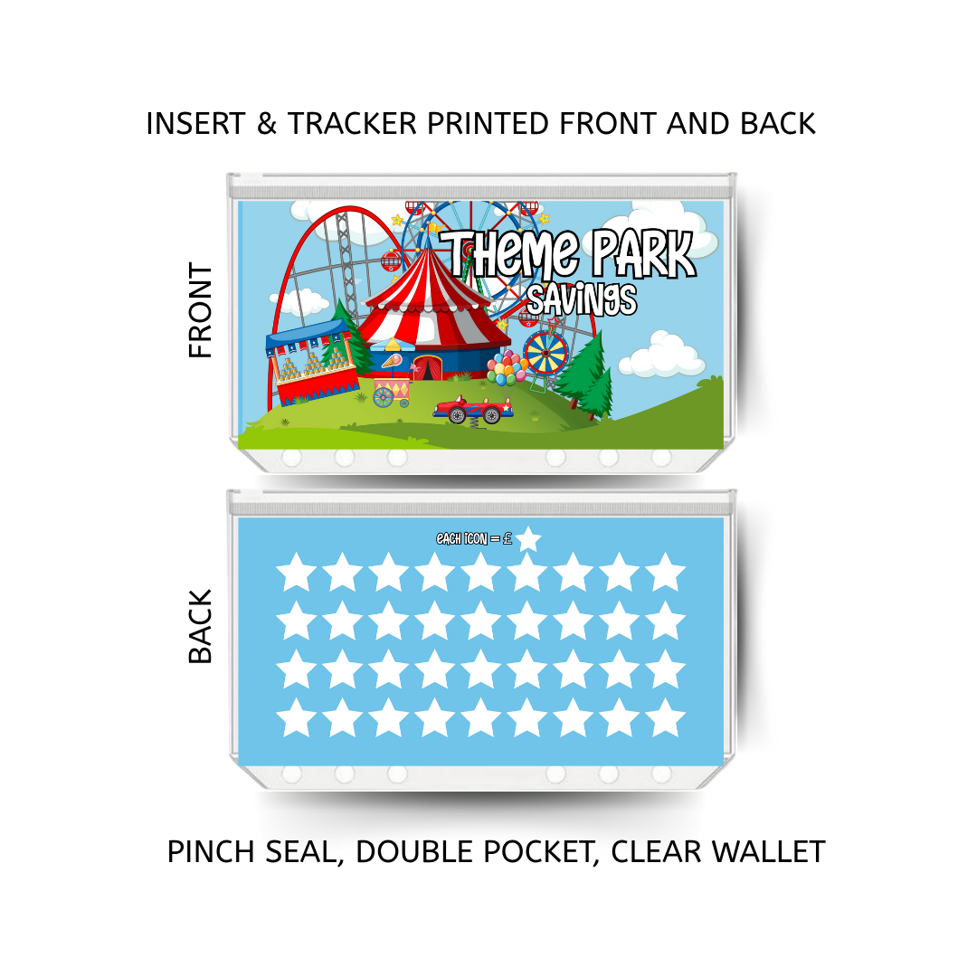 THEME PARK savings double insert & tracker plus a clear, twin pocket, pinch seal wallet