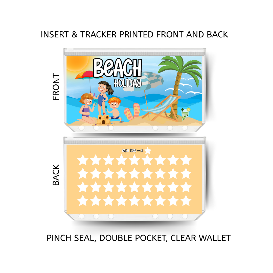 BEACH HOLIDAY savings double insert & tracker plus a clear, twin pocket, pinch seal wallet