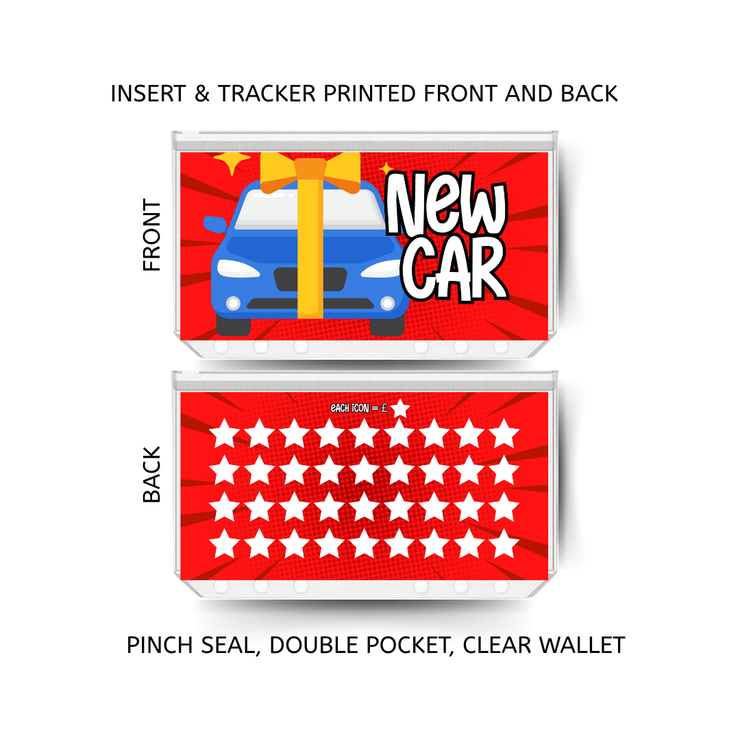 NEW CAR savings double insert & tracker plus a clear, twin pocket, pinch seal wallet
