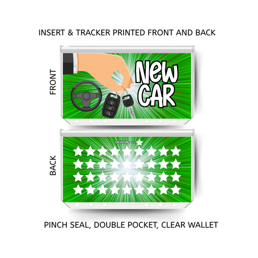 NEW CAR savings double insert & tracker plus a clear, twin pocket, pinch seal wallet