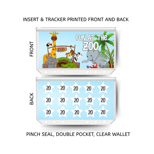 DAY AT THE ZOO savings double insert & tracker plus a clear, twin pocket, pinch seal wallet
