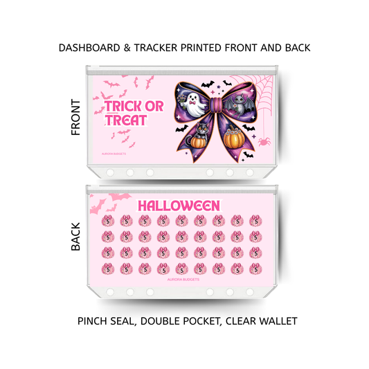 TRICK OR TREAT savings double insert & tracker plus a clear, twin pocket, pinch seal wallet for A6 binder