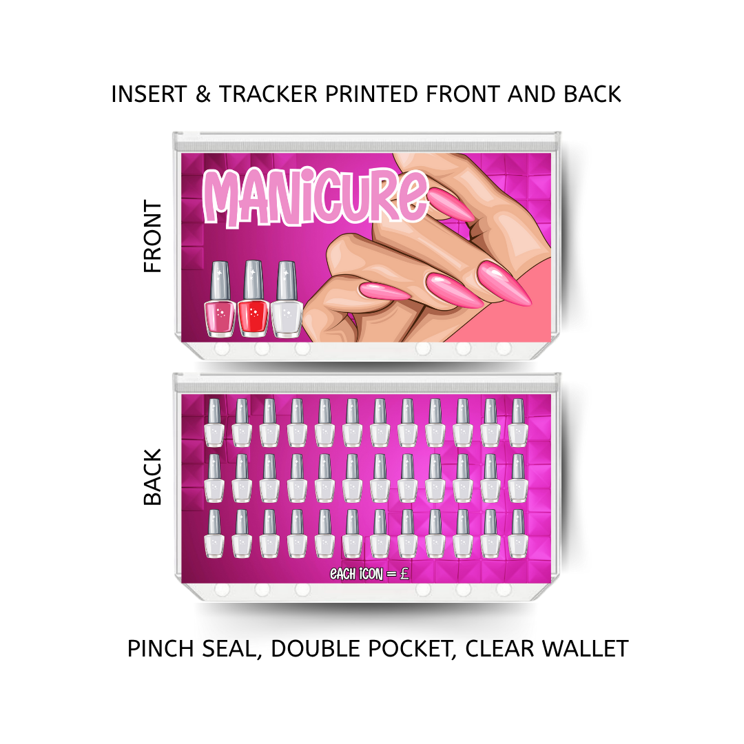 MANICURE savings double insert & tracker plus a clear, twin pocket, pinch seal wallet