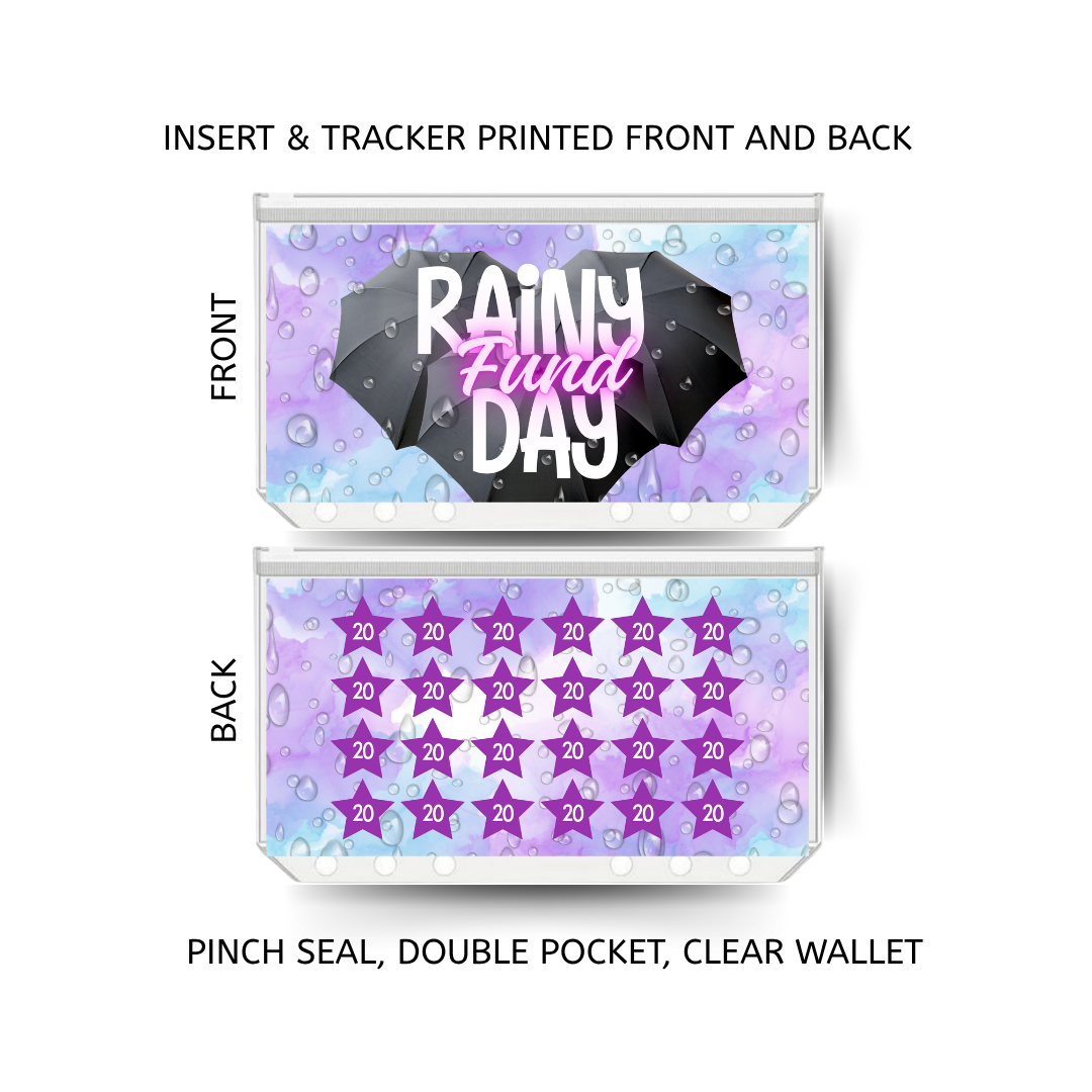 RAINY DAY savings double insert & tracker plus a clear, twin pocket, pinch seal wallet