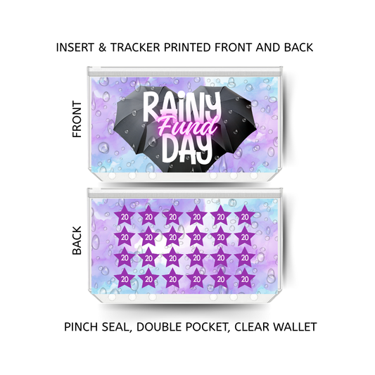 RAINY DAY savings double insert & tracker plus a clear, twin pocket, pinch seal wallet
