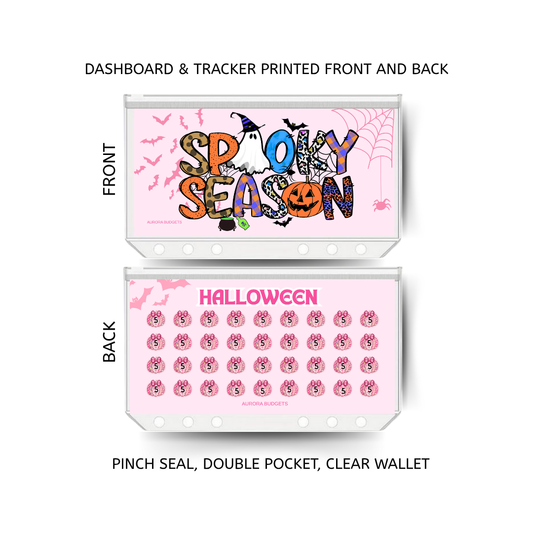 SPOOKY SEASON savings double insert & tracker plus a clear, twin pocket, pinch seal wallet for A6 binder