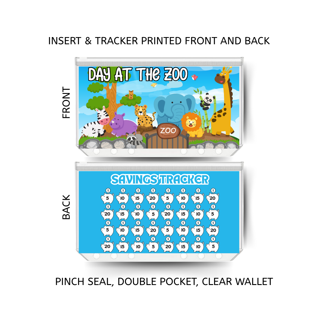 FUN AT THE ZOO savings double insert & tracker plus a clear, twin pocket, pinch seal wallet