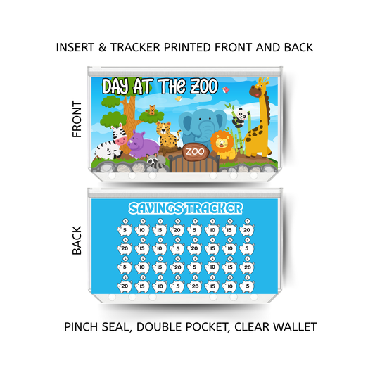 FUN AT THE ZOO savings double insert & tracker plus a clear, twin pocket, pinch seal wallet