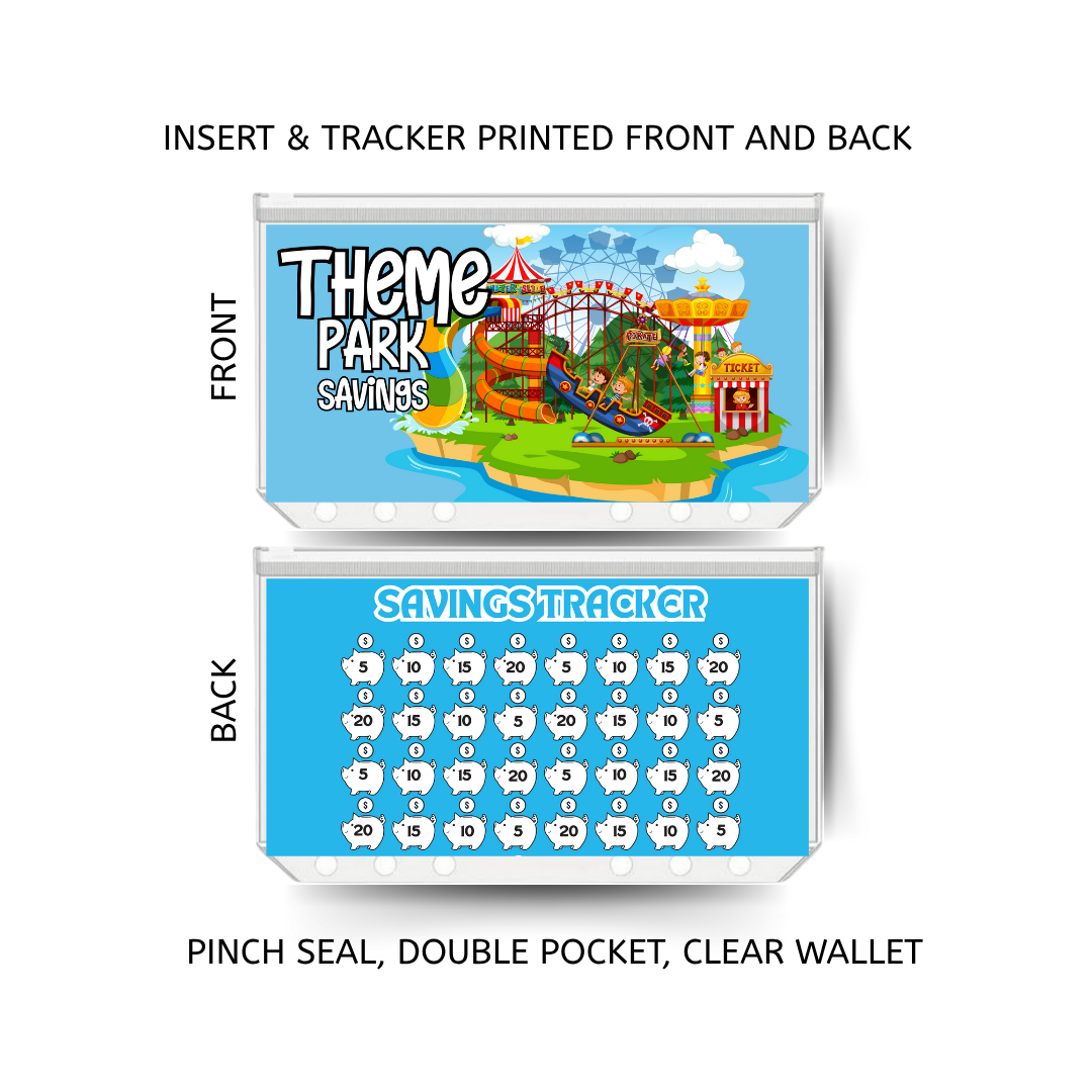 THEME PARK savings double insert & tracker plus a clear, twin pocket, pinch seal wallet